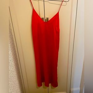Anine Bing Rosemary silk slip dress in red- size small